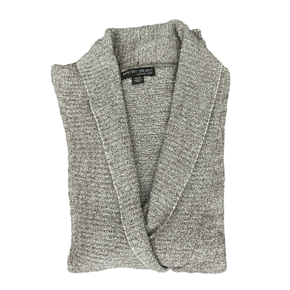 Barefoot Dreams CozyChic Lite Chenille Open Front Beige Cardigan Sweater XS